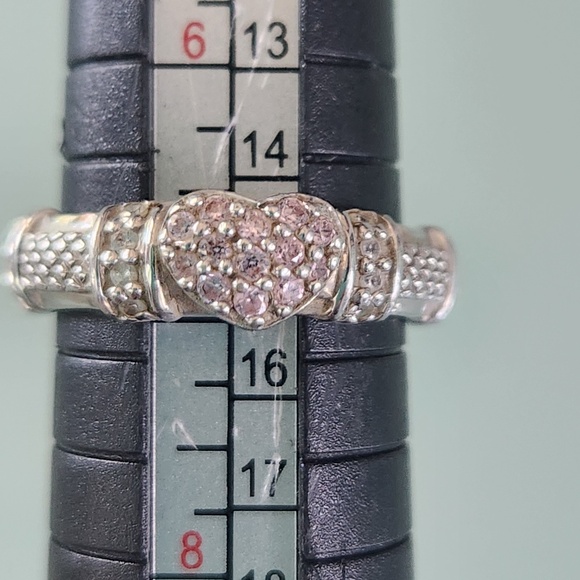 Judith Ripka Sterling Silver, Pink Sapphires, Heart Ring, Size 7, preloved - Picture 5 of 7